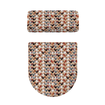 Chicken Painting Pattern Print Toilet Lid And Tank Cover Set