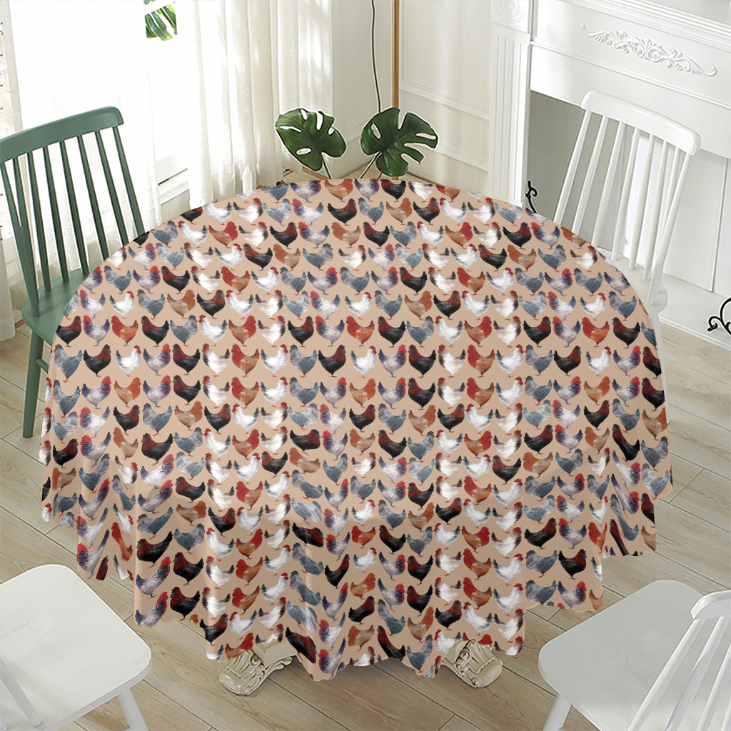 Chicken Painting Pattern Print Waterproof Round Tablecloth