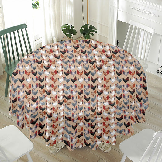 Chicken Painting Pattern Print Waterproof Round Tablecloth