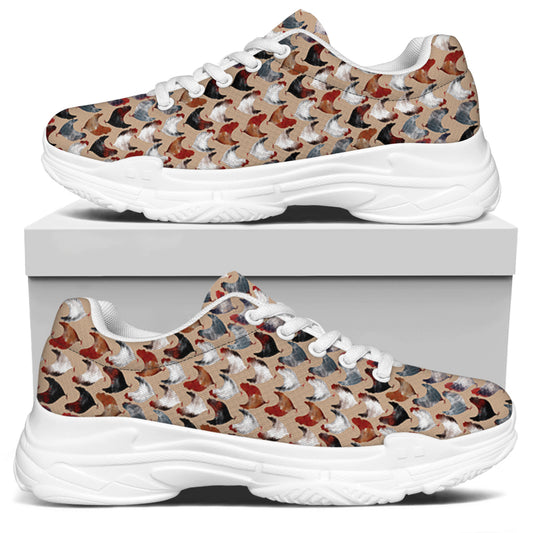 Chicken Painting Pattern Print White Chunky Shoes