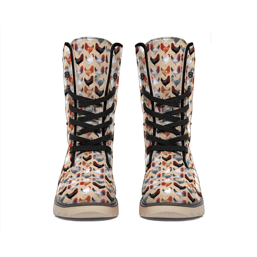 Chicken Painting Pattern Print Winter Boots