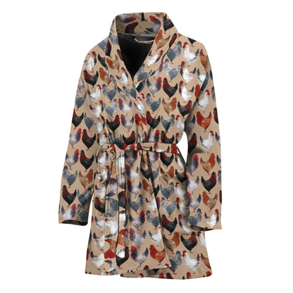 Chicken Painting Pattern Print Women's Bathrobe