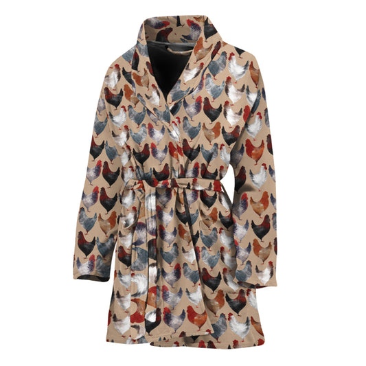 Chicken Painting Pattern Print Women's Bathrobe