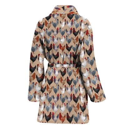 Chicken Painting Pattern Print Women's Bathrobe