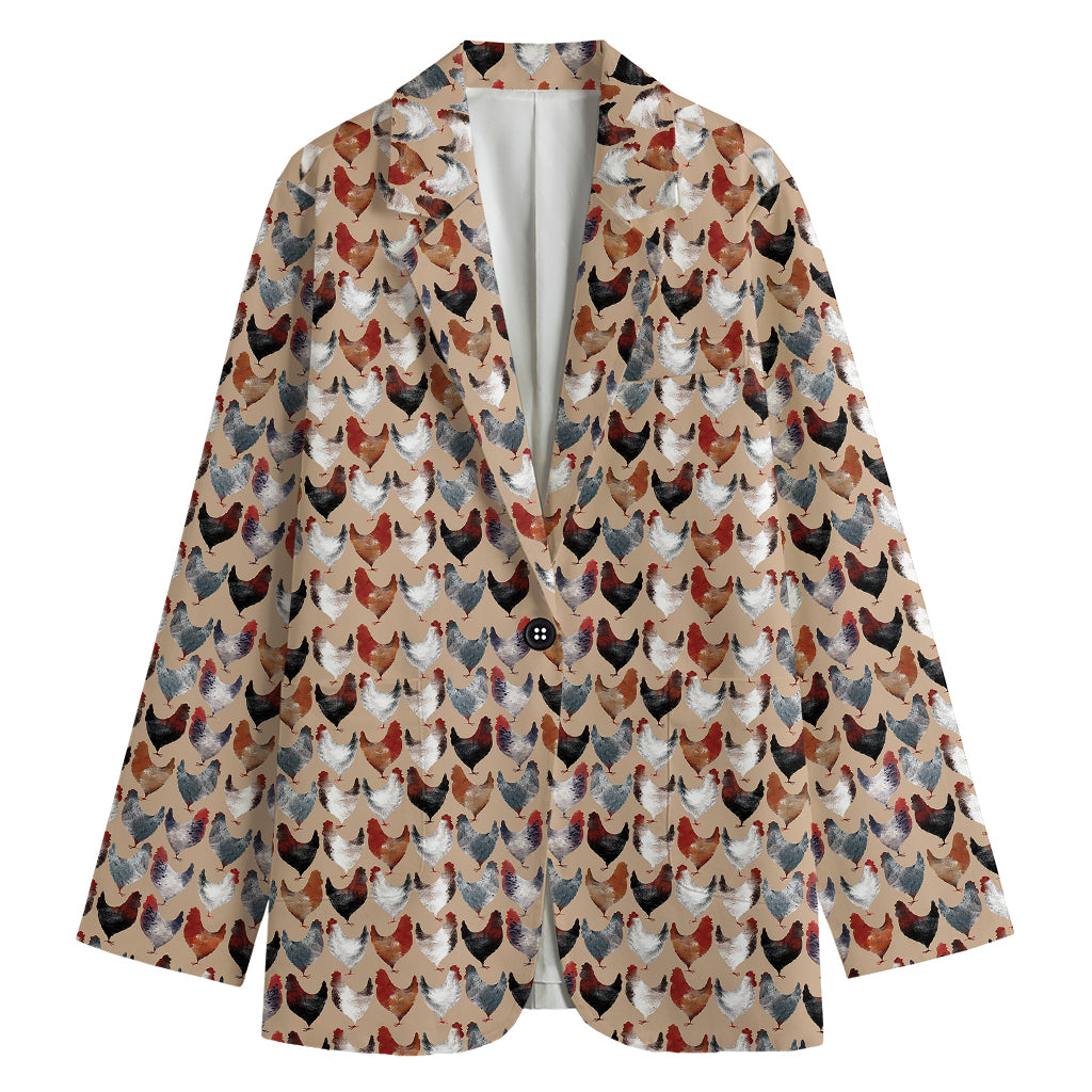 Chicken Painting Pattern Print Women's Blazer