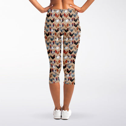 Chicken Painting Pattern Print Women's Capri Leggings