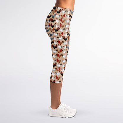 Chicken Painting Pattern Print Women's Capri Leggings