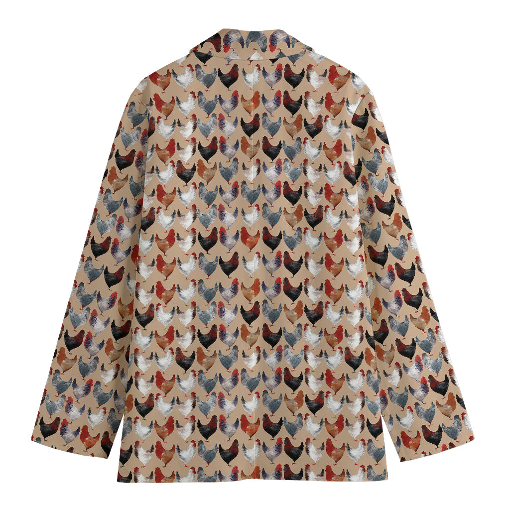 Chicken Painting Pattern Print Women's Cotton Blazer