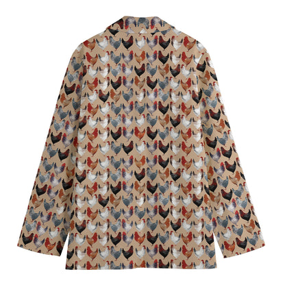 Chicken Painting Pattern Print Women's Cotton Blazer