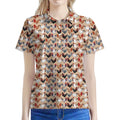Chicken Painting Pattern Print Women's Polo Shirt