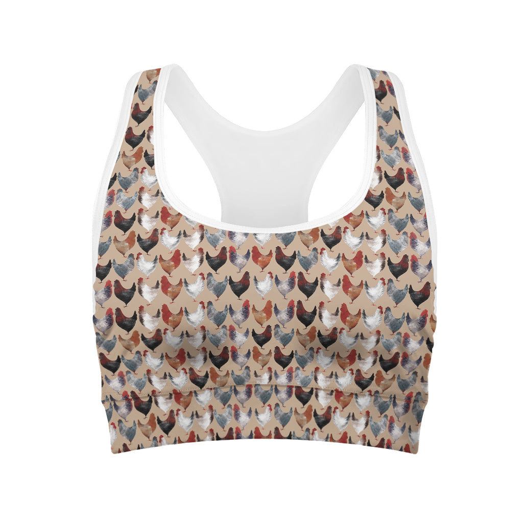 Chicken Painting Pattern Print Women's Sports Bra