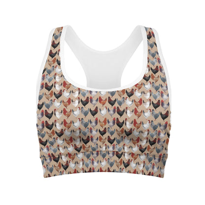 Chicken Painting Pattern Print Women's Sports Bra