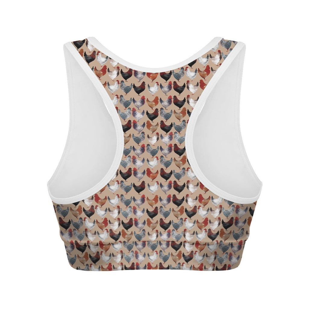 Chicken Painting Pattern Print Women's Sports Bra