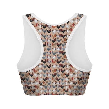 Chicken Painting Pattern Print Women's Sports Bra