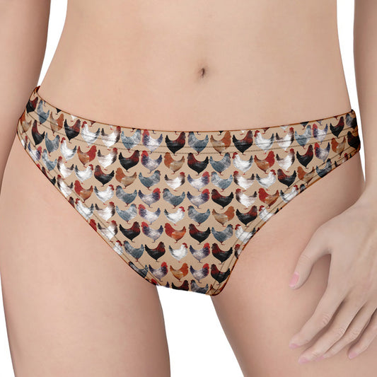 Chicken Painting Pattern Print Women's Thong