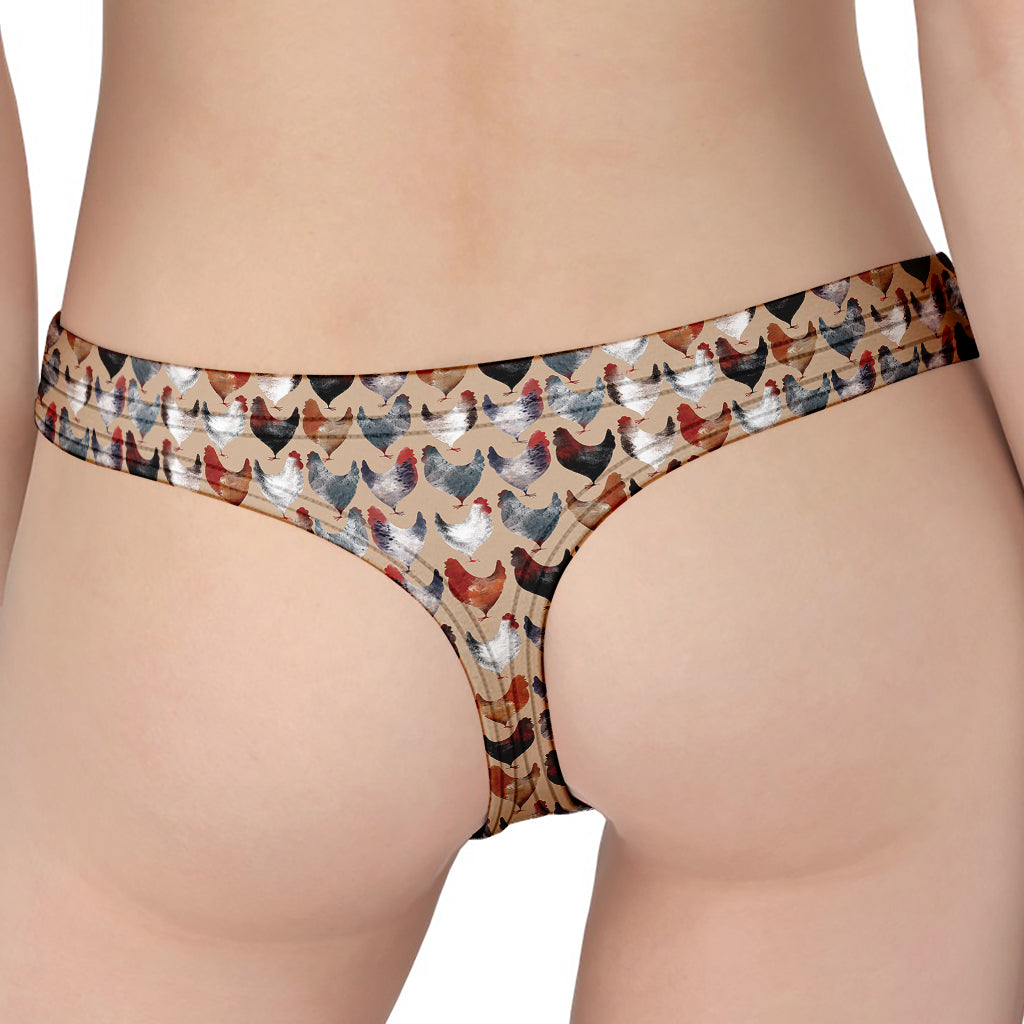 Chicken Painting Pattern Print Women's Thong