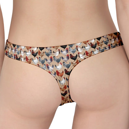 Chicken Painting Pattern Print Women's Thong