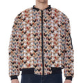 Chicken Painting Pattern Print Zip Sleeve Bomber Jacket