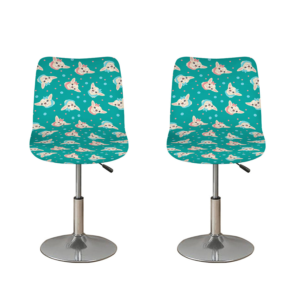 Chihuahua Puppy Pattern Print Bar Stool Covers