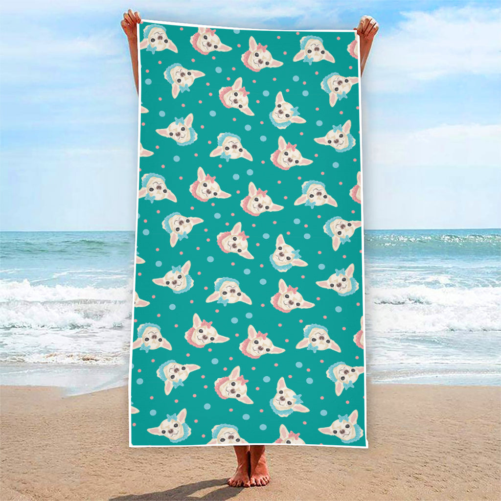 Chihuahua Puppy Pattern Print Beach Towel