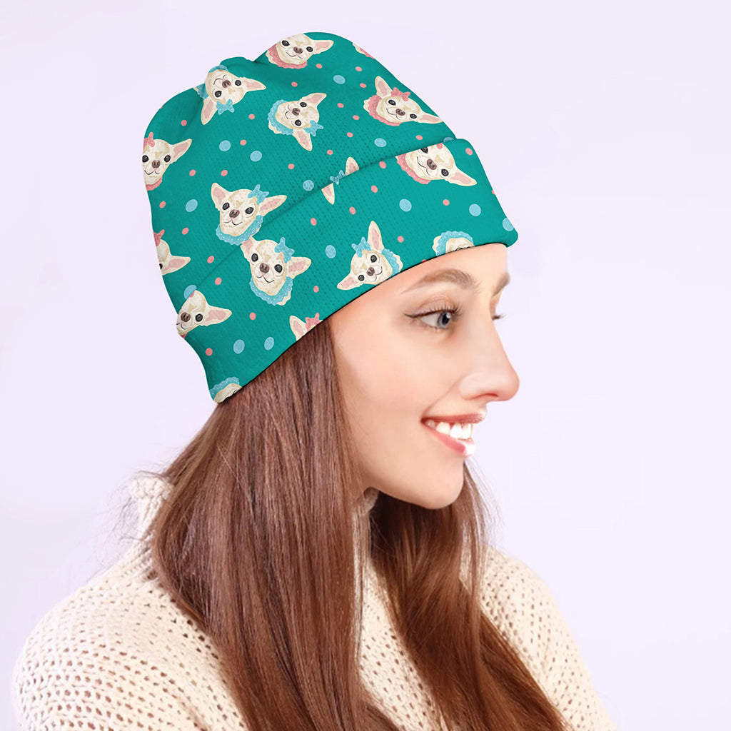Chihuahua Puppy Pattern Print Beanie