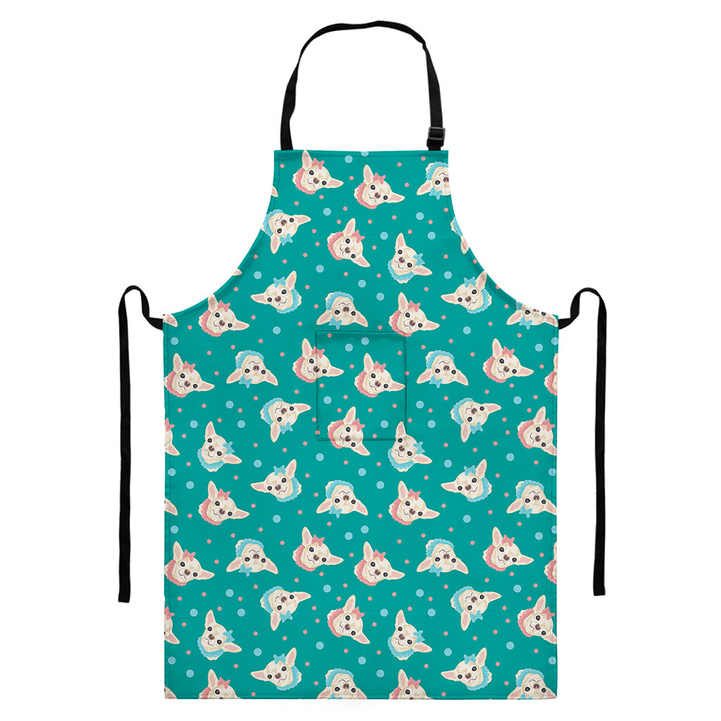 Chihuahua Puppy Pattern Print Bib Apron With Pocket