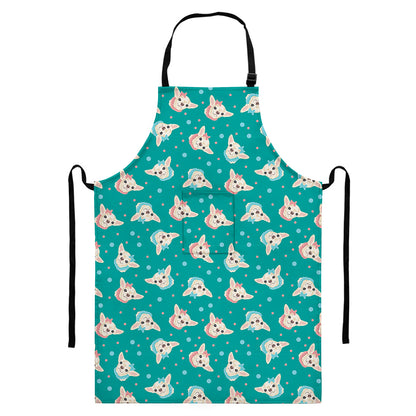 Chihuahua Puppy Pattern Print Bib Apron With Pocket