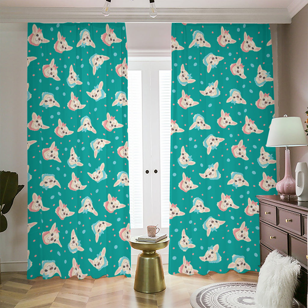 Chihuahua Puppy Pattern Print Blackout Pencil Pleat Curtains