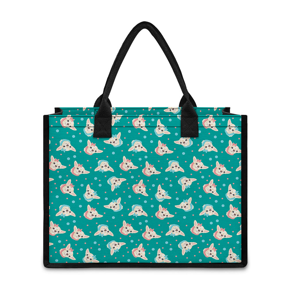 Chihuahua Puppy Pattern Print Canvas Tote Bag