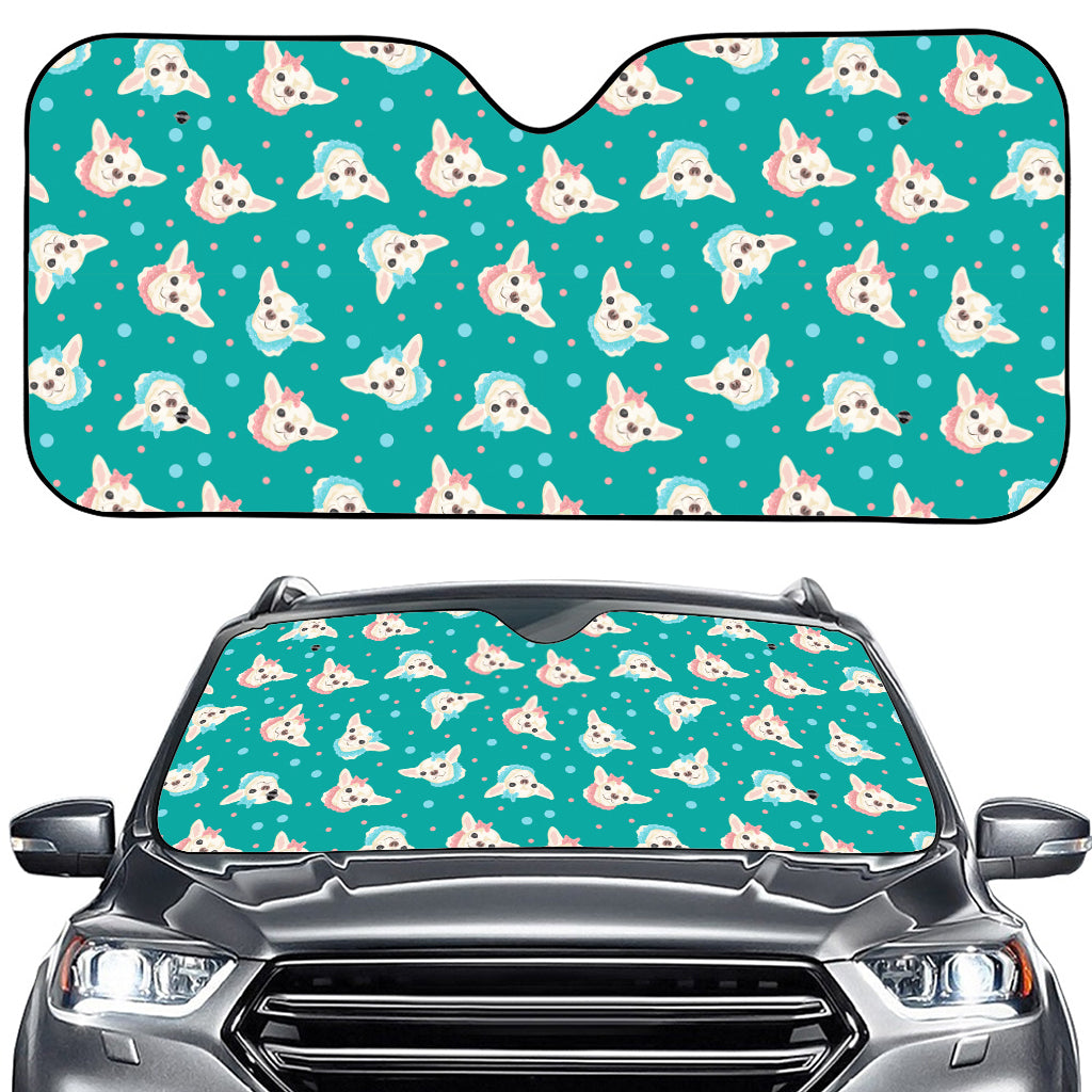 Chihuahua Puppy Pattern Print Car Windshield Sun Shade