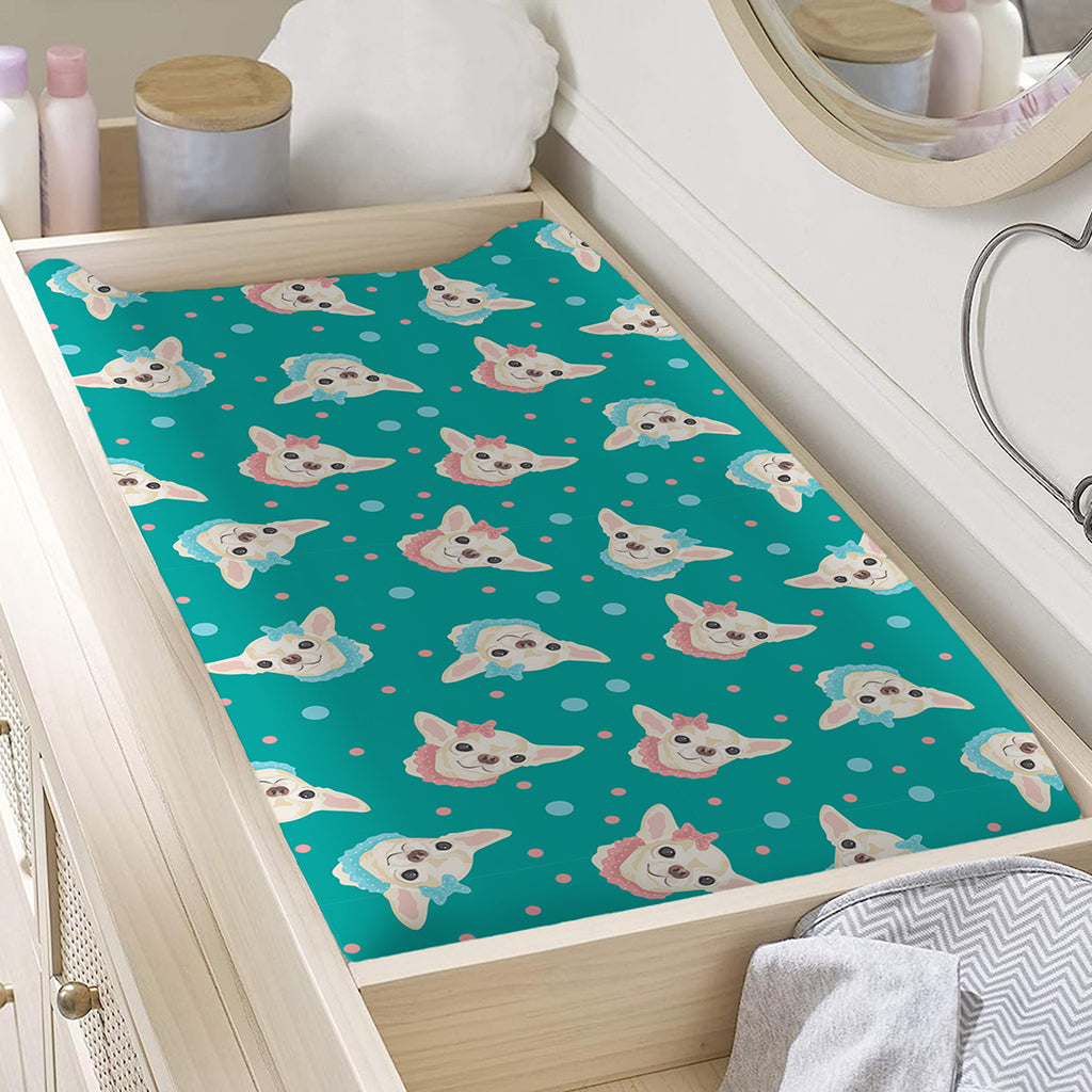 Chihuahua Puppy Pattern Print Changing Pad Cover