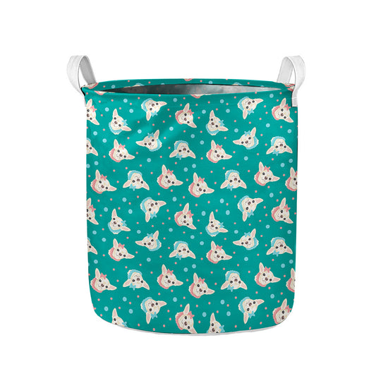 Chihuahua Puppy Pattern Print Collapsible Laundry Basket