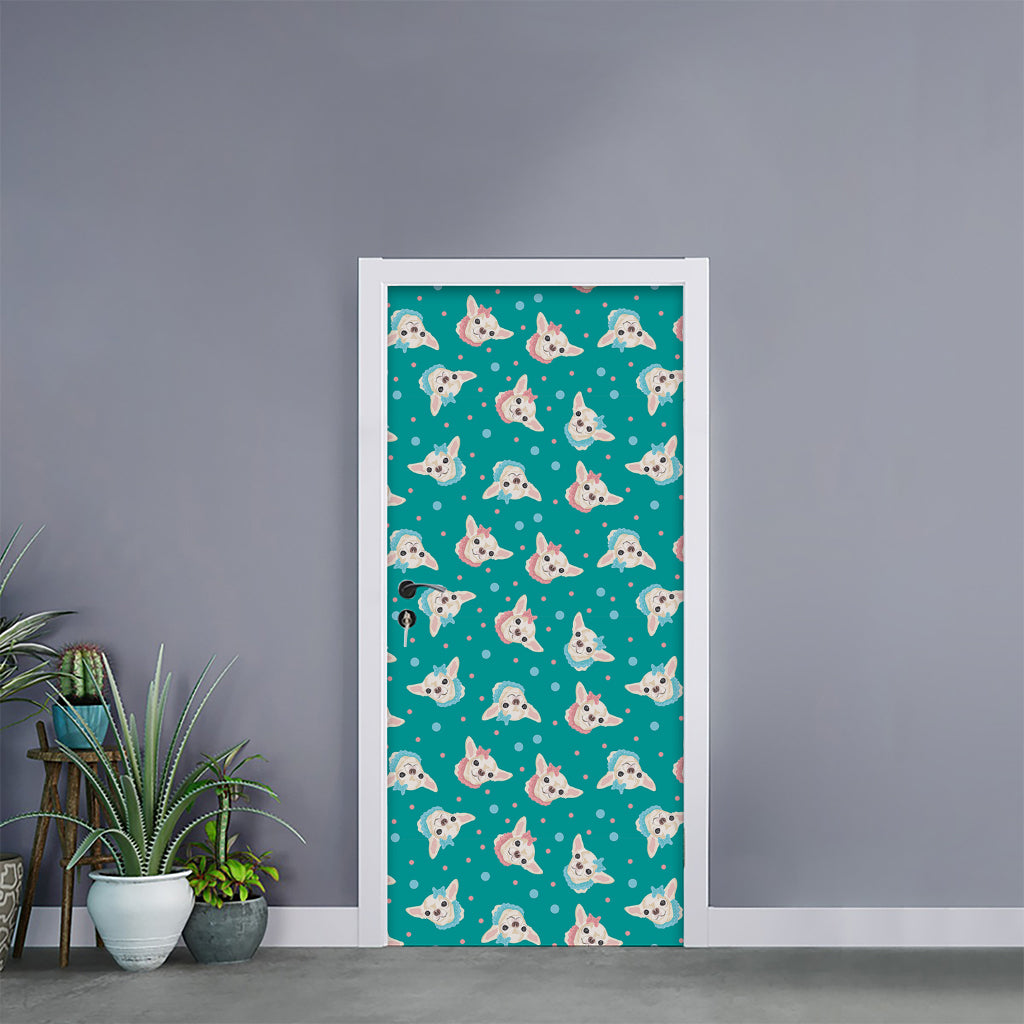 Chihuahua Puppy Pattern Print Door Sticker