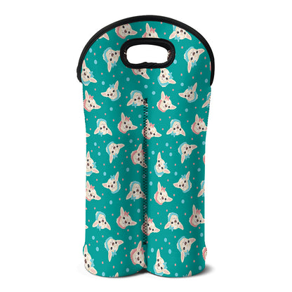 Chihuahua Puppy Pattern Print Double Neoprene Wine Tote