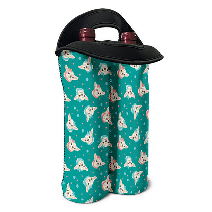 Chihuahua Puppy Pattern Print Double Neoprene Wine Tote
