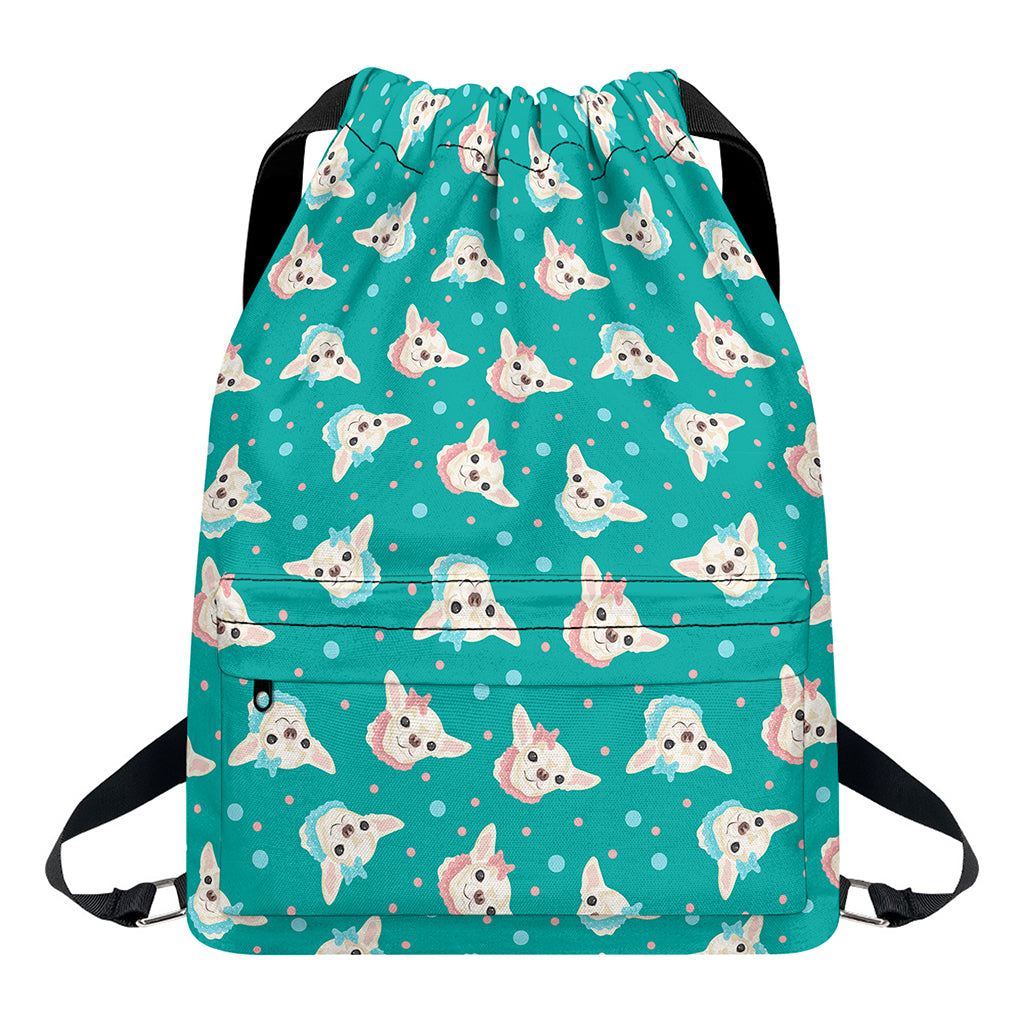 Chihuahua Puppy Pattern Print Drawstring Backpack