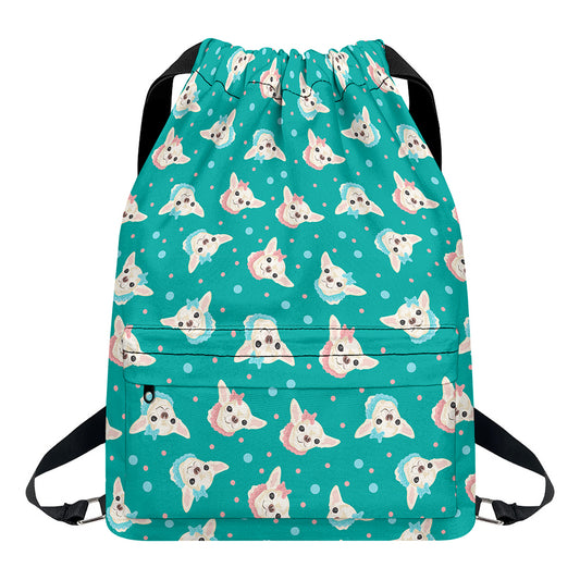 Chihuahua Puppy Pattern Print Drawstring Backpack