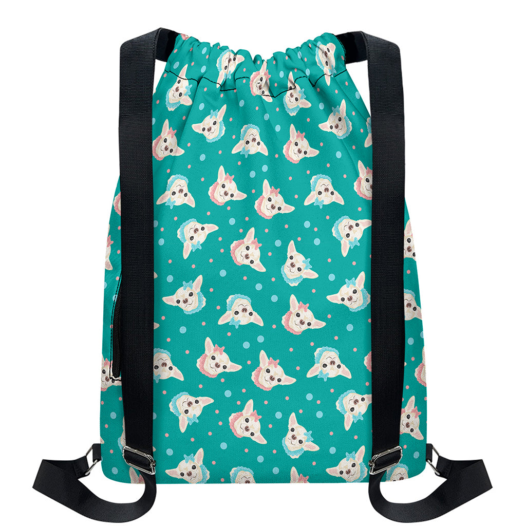 Chihuahua Puppy Pattern Print Drawstring Backpack