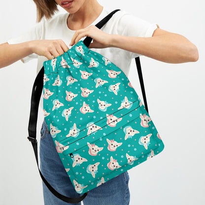 Chihuahua Puppy Pattern Print Drawstring Backpack