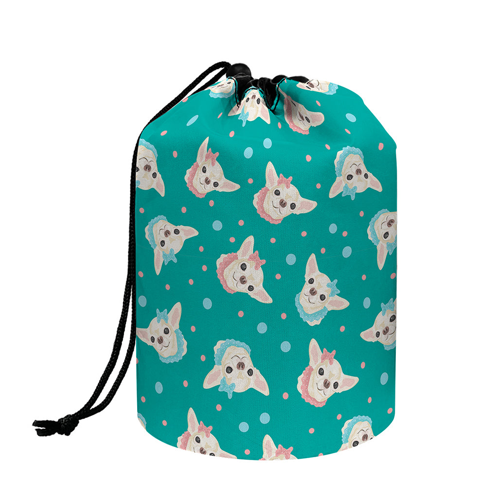 Chihuahua Puppy Pattern Print Drawstring Makeup Bag