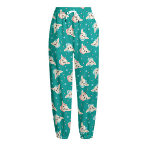 Chihuahua Puppy Pattern Print Fleece Lined Knit Pants