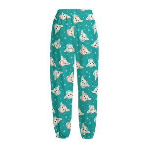 Chihuahua Puppy Pattern Print Fleece Lined Knit Pants