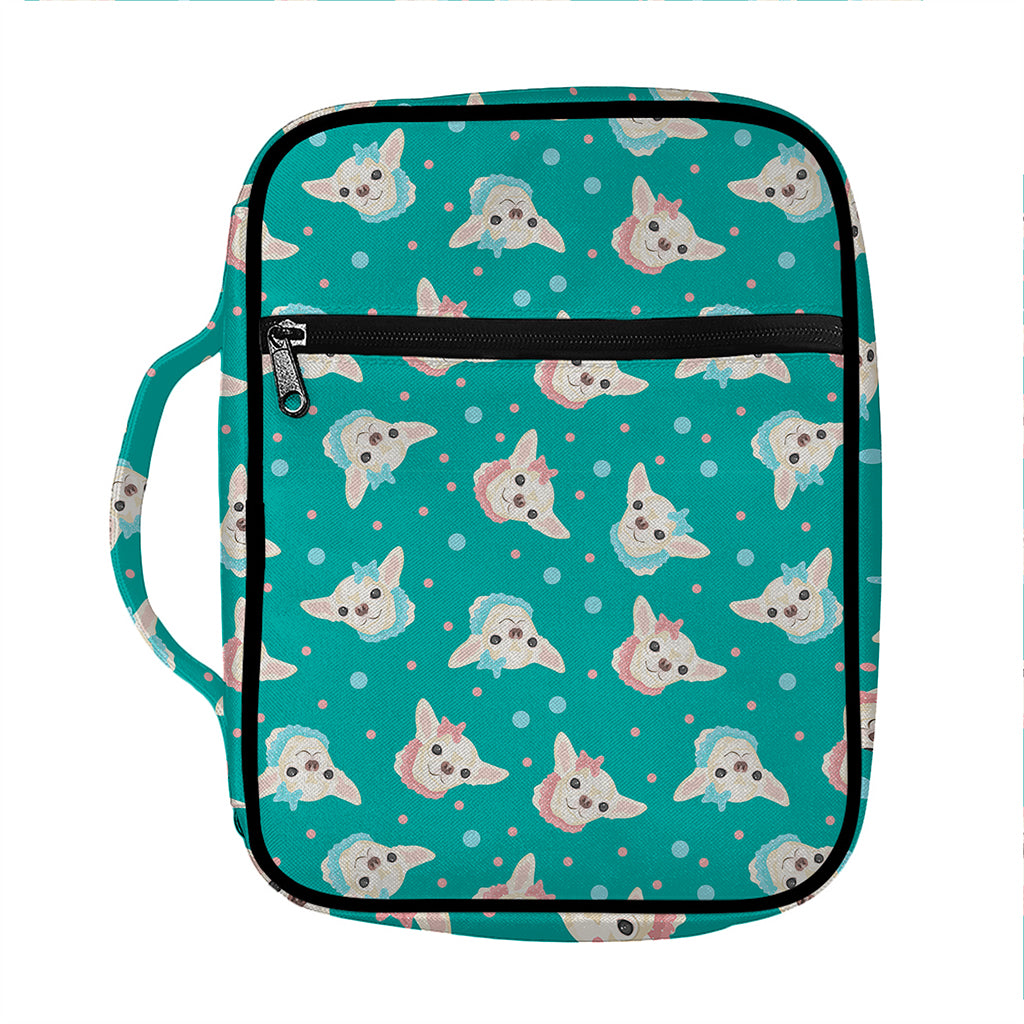Chihuahua Puppy Pattern Print Front Pocket Bible Bag