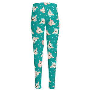 Chihuahua Puppy Pattern Print High-Waisted Pocket Leggings