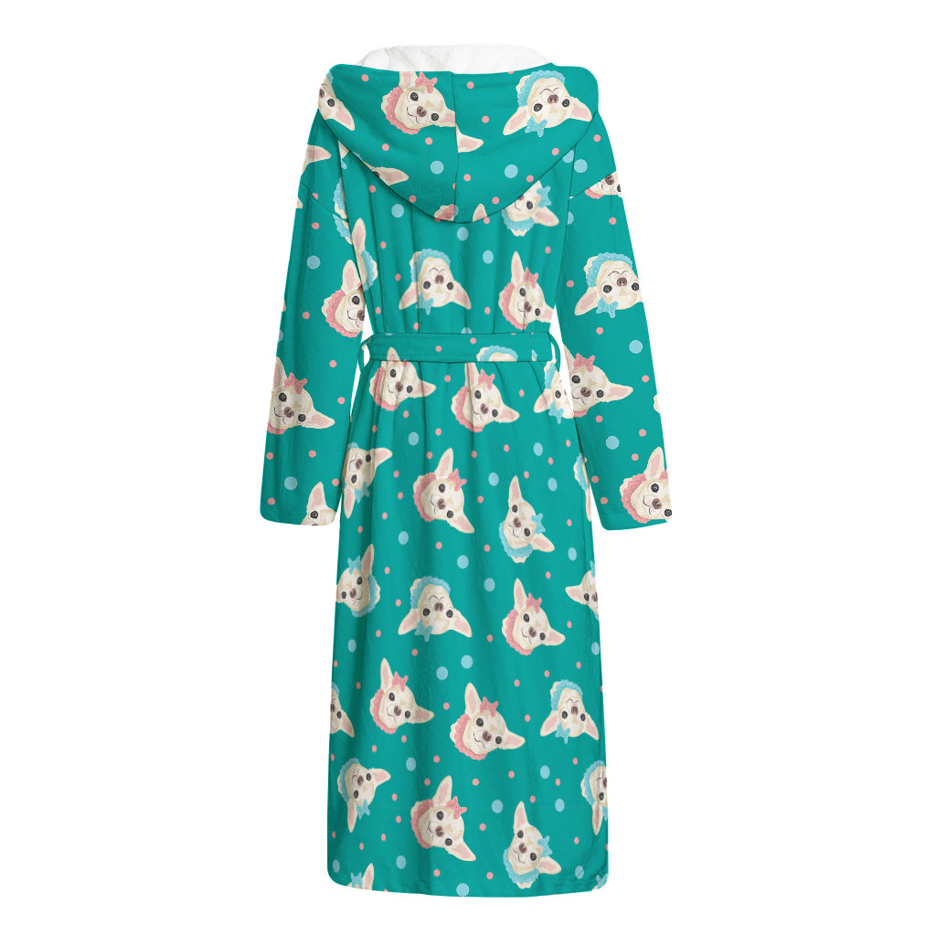 Chihuahua Puppy Pattern Print Hooded Bathrobe
