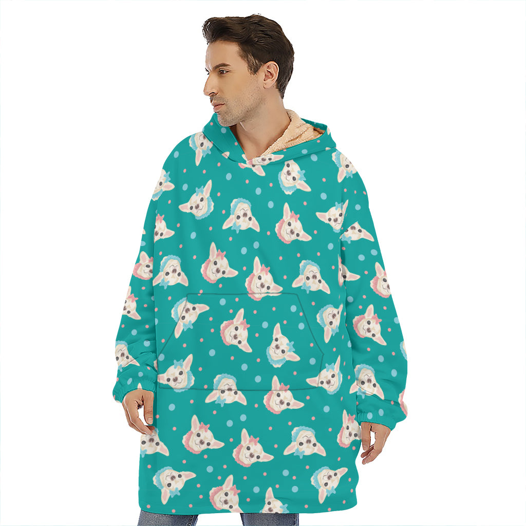 Chihuahua Puppy Pattern Print Hoodie Blanket