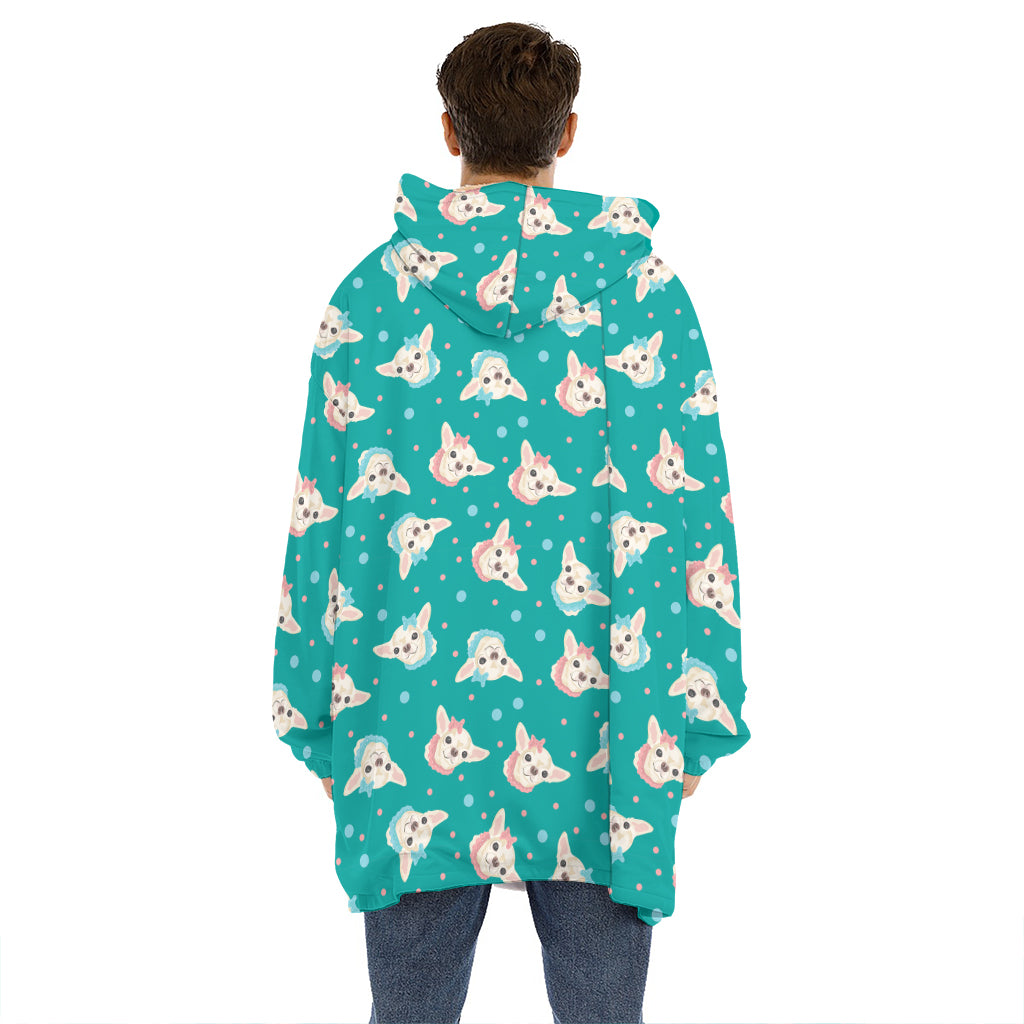 Chihuahua Puppy Pattern Print Hoodie Blanket