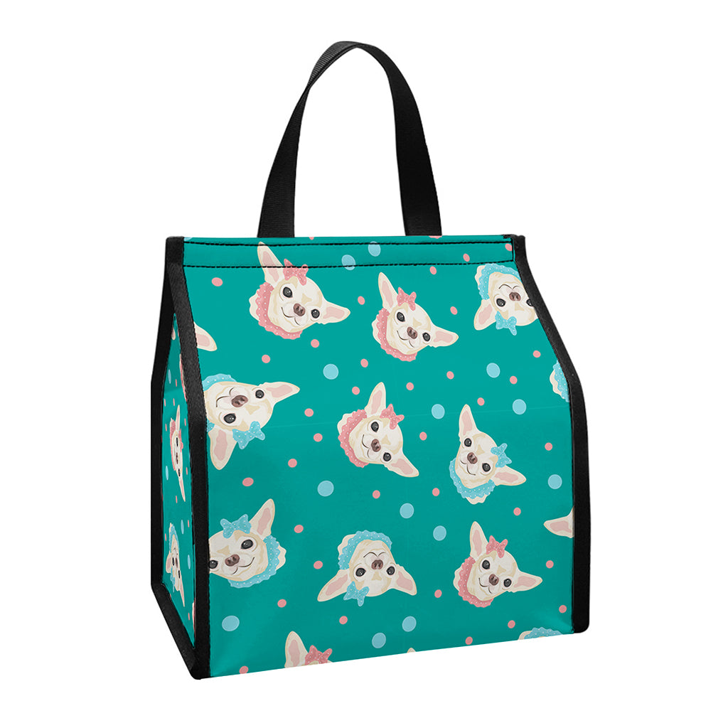 Chihuahua Puppy Pattern Print Insulated Lunch Tote