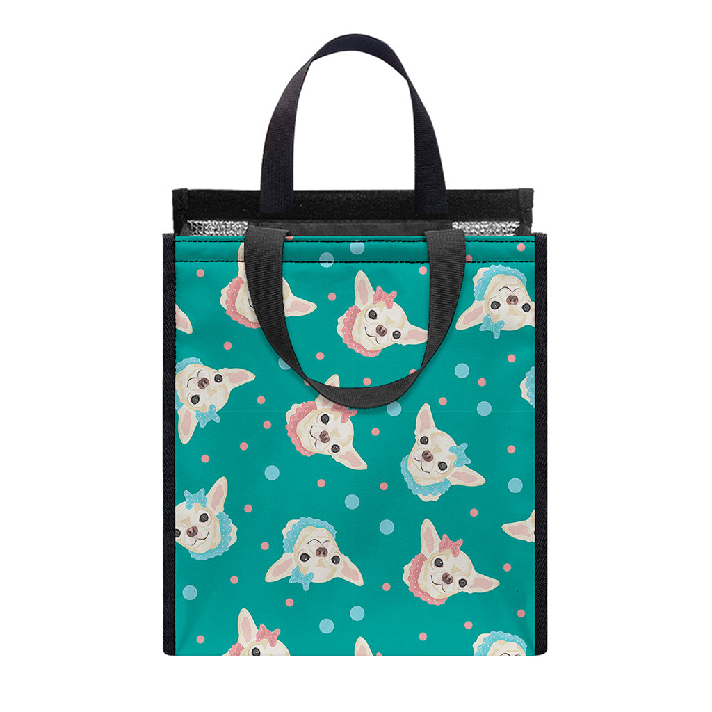 Chihuahua Puppy Pattern Print Insulated Lunch Tote
