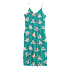 Chihuahua Puppy Pattern Print Jersey Midi Cami Dress